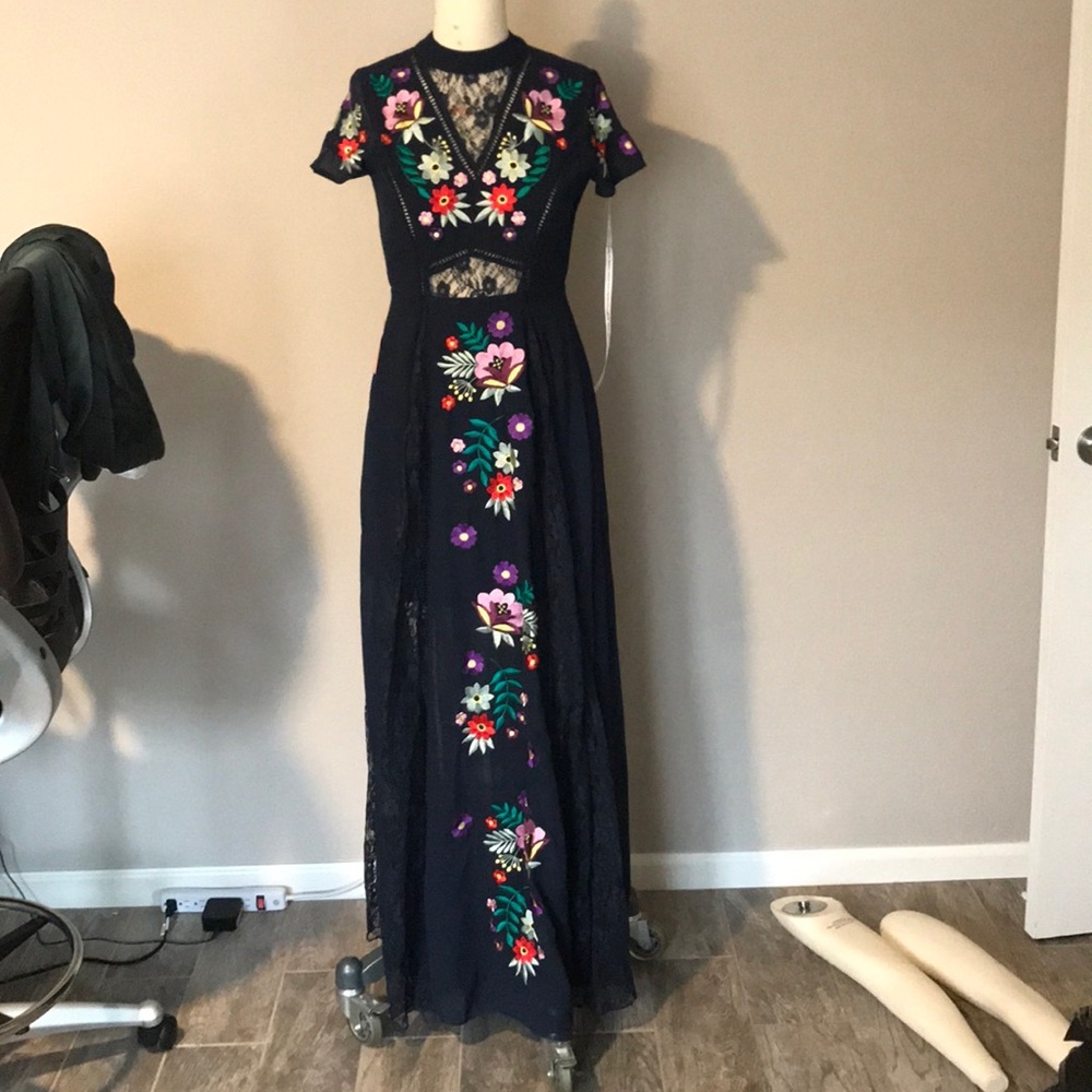 Brand New embroidered lace inset dress